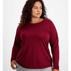 Ideology Plus Size Crewneck Long Sleeve in women's size 2X Burgundy
